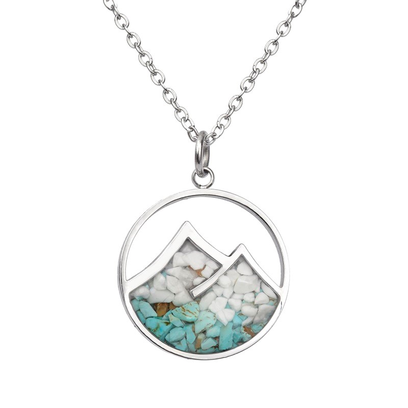 Mountain and Earth Necklace Turquoise Round RSN1892