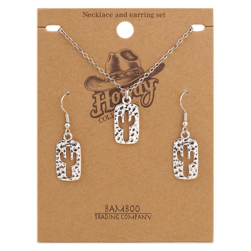 Howdy Cactus Earring & Necklace Set RSN1948