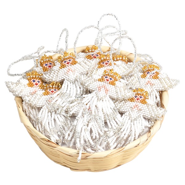 Beaded Angel Ornament in Basket