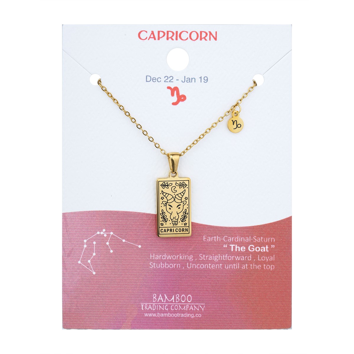 Zodiac Necklace Company Bamboo Capricorn Gold Trading 