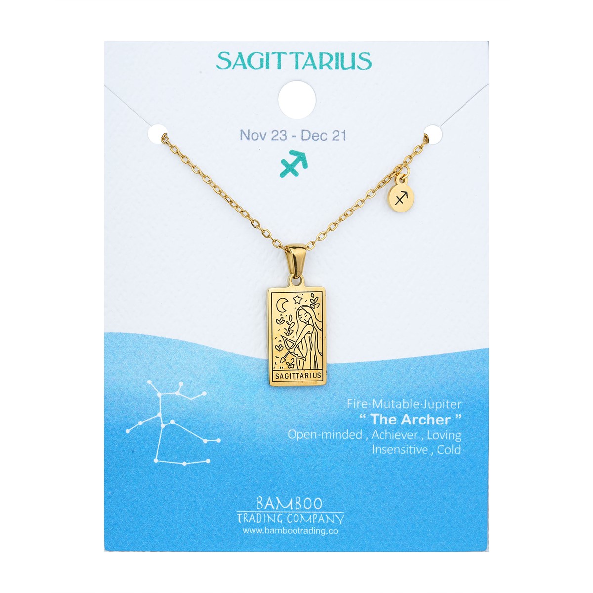 Trading Necklace Sagittarius | Gold Zodiac Bamboo Company