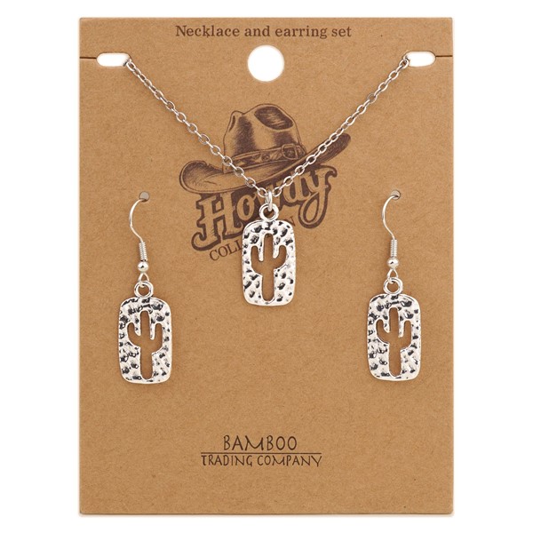 Howdy Cactus Earring & Necklace Set