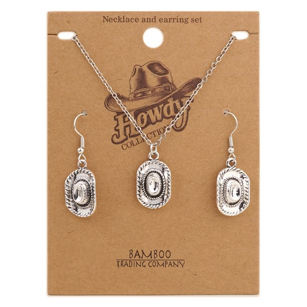 Howdy Cowgirl Hat Earrings & Necklace Set