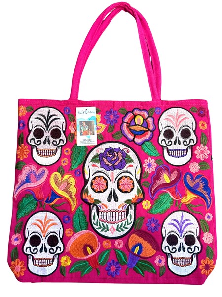 Skull Embroidered Tote