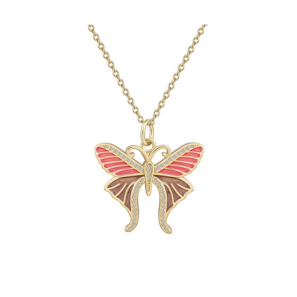 Butterfly Pink Crystal Necklace