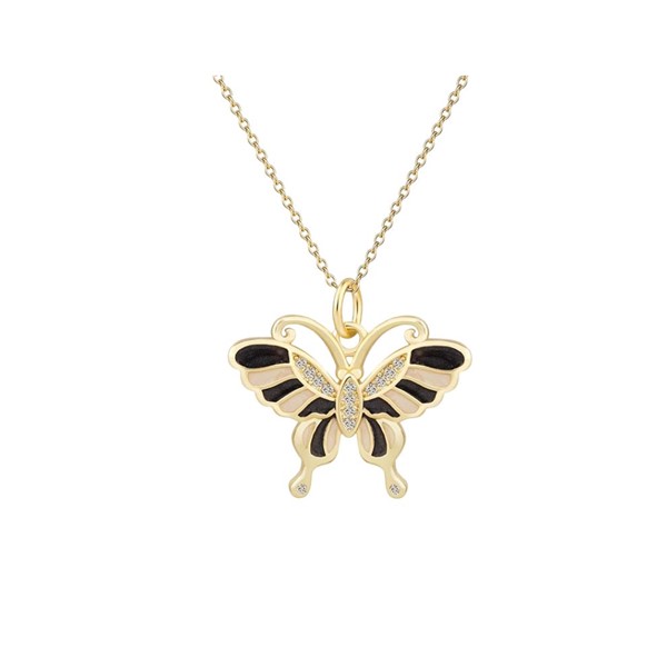 Butterfly Black Crystal Necklace