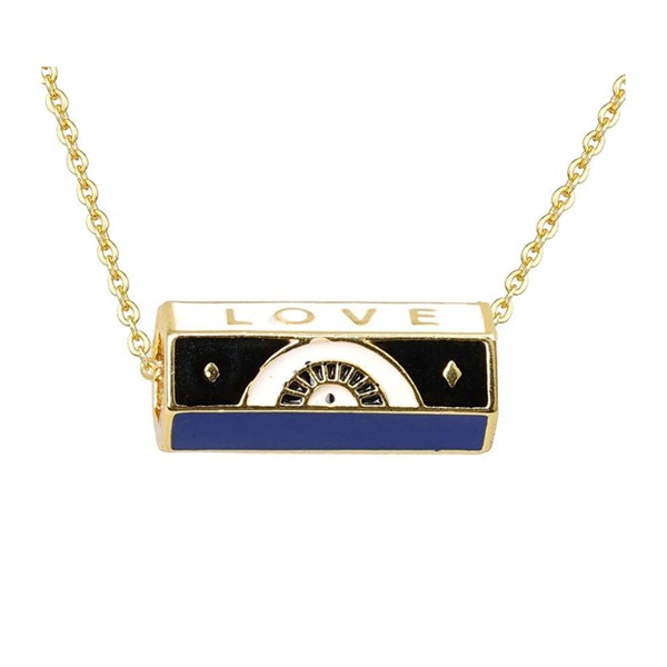 Love Bar Blue Necklace