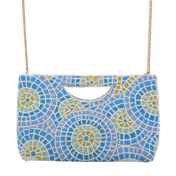 Half Moon Clutch Blue Mosaic