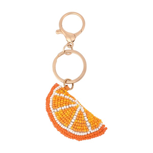 Orange Beaded Bag Charm
