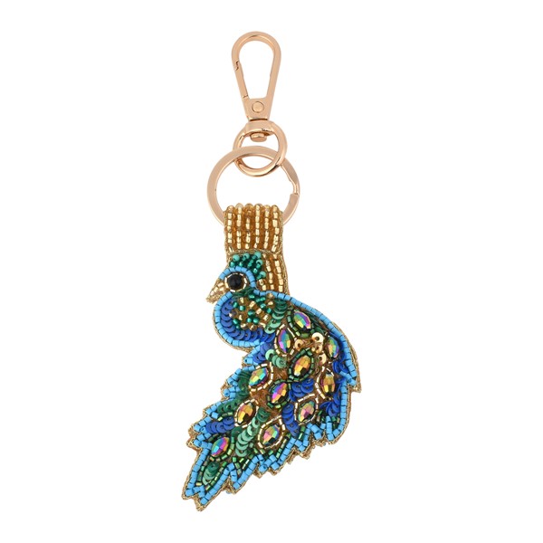 Peacock Beaded Bag Charm