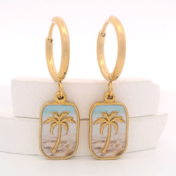 Paradise Palm Turquoise Earrings