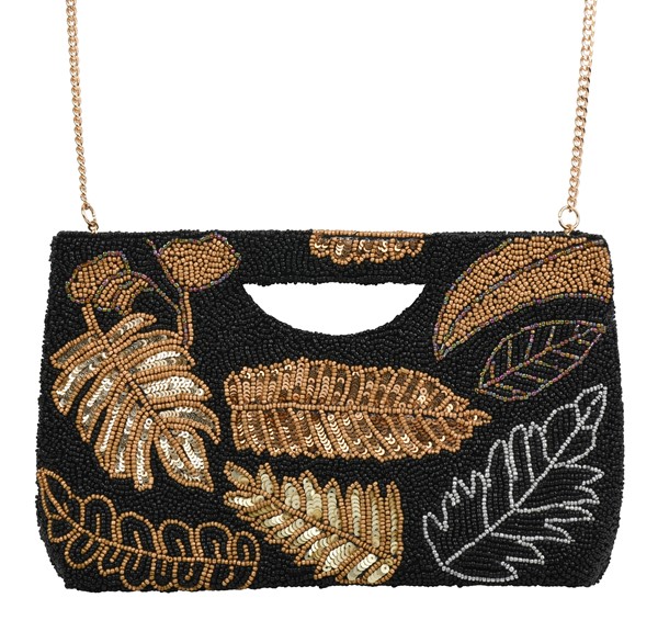 Gold Palms Half Moon Clutch