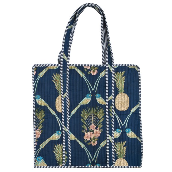 Cotton Quilted Blue Tote Bag