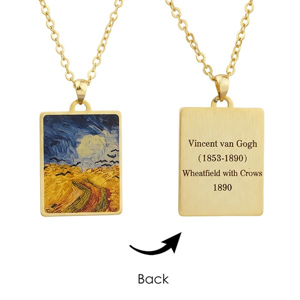 Masterpiece Necklace Gold Wheatfield w/ Crows